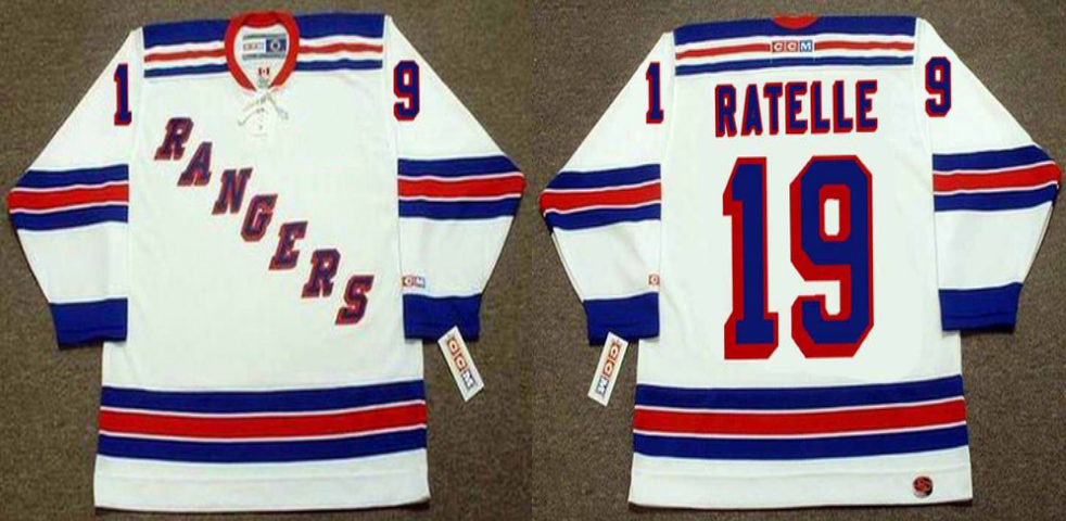 2019 Men New York Rangers #19 Ratelle white CCM NHL jerseys->new york rangers->NHL Jersey